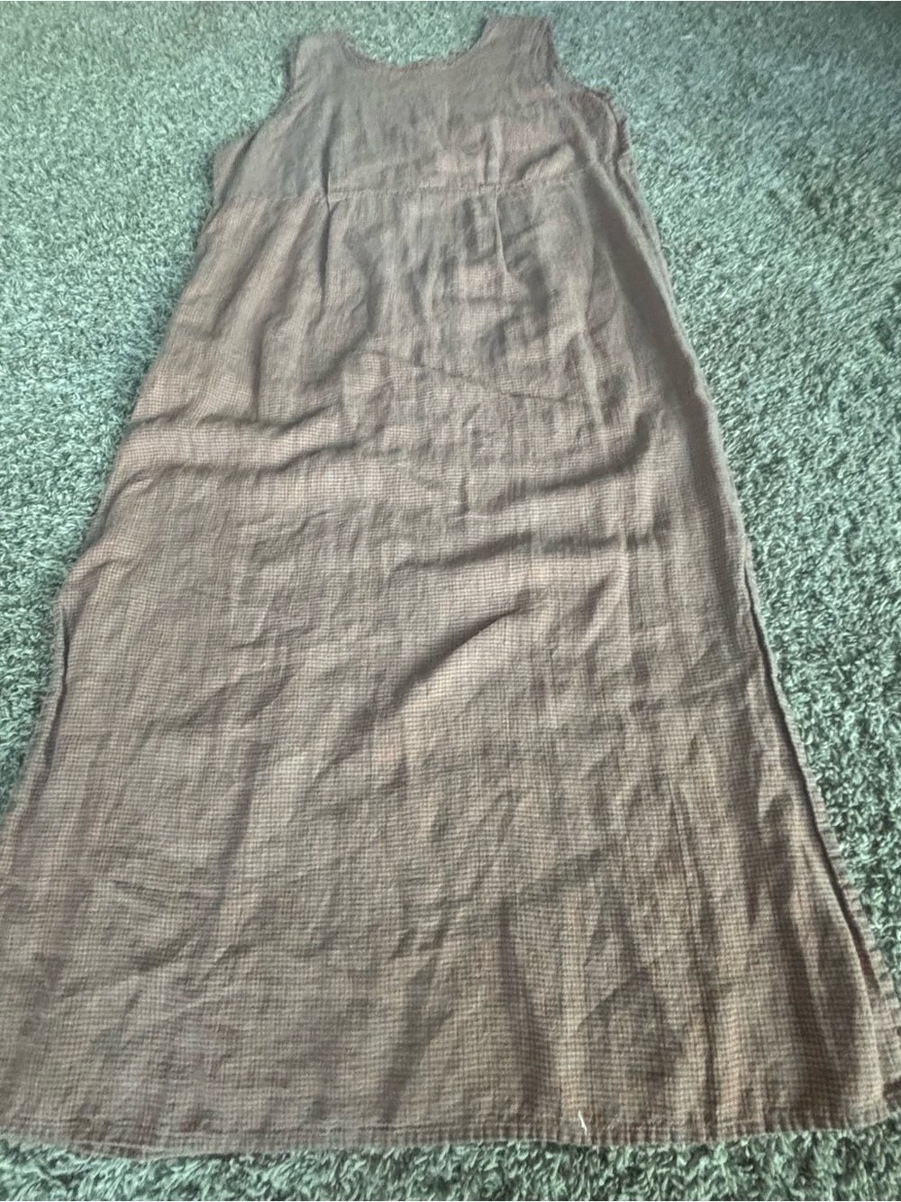 Sleeveless Textured Brown Maxi Skirt FLAX linen sz l dress brow orange